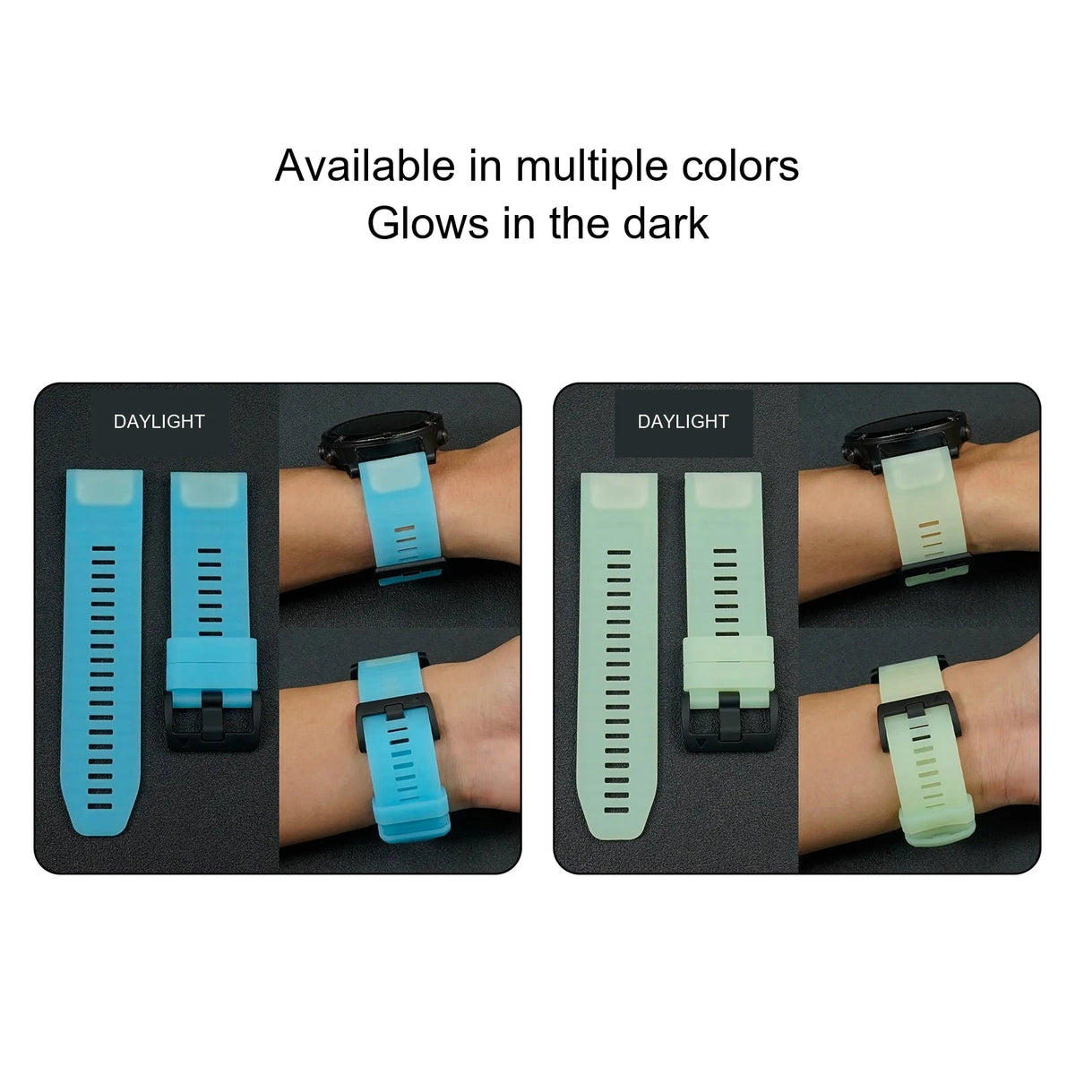 Garmin QuickFit 22/26mm Glow-in-the-Dark Silicone Band — band detail