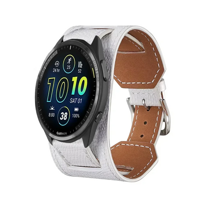 White Garmin 20/22mm Quick Release Leather Cuff Band