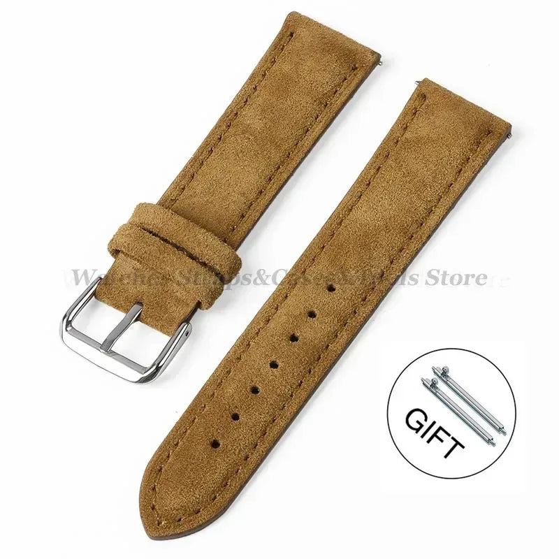 COROS Suede Leather Band with Tonal Stitching – Tan Brown