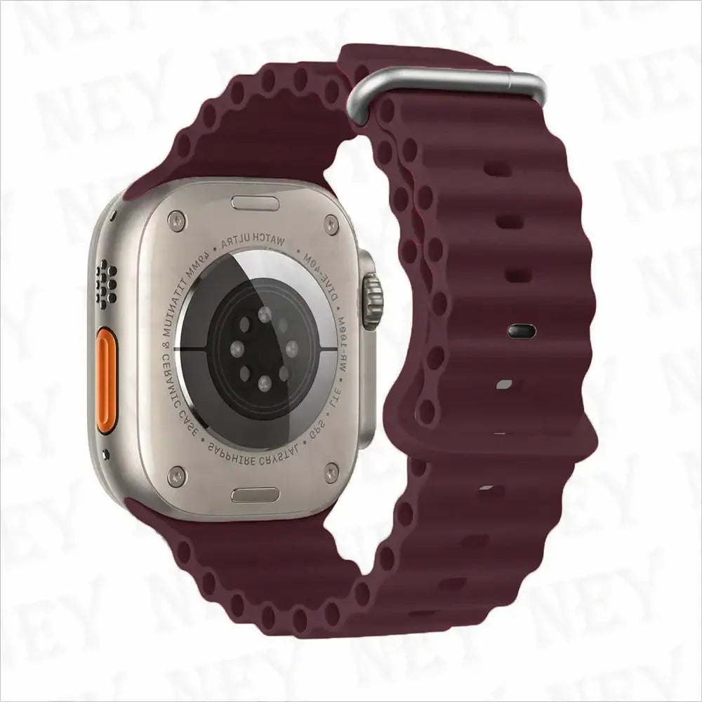 Burgundy tubular silicone Apple Watch band