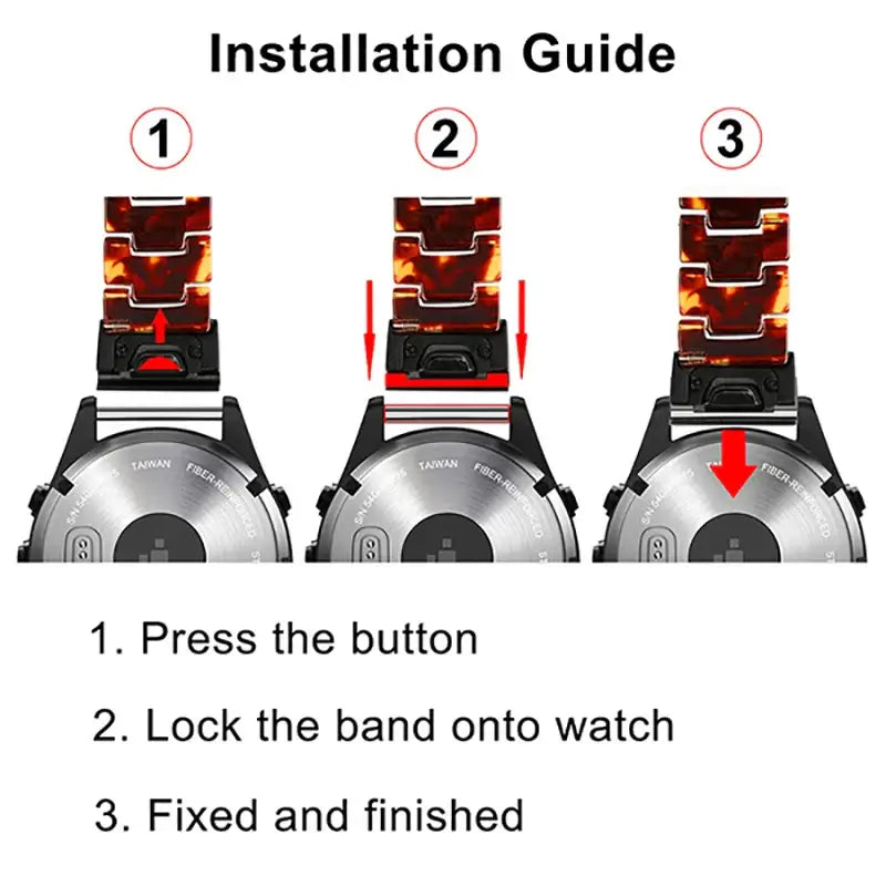 Garmin QuickFit Resin Bracelet Band connector attachment guide