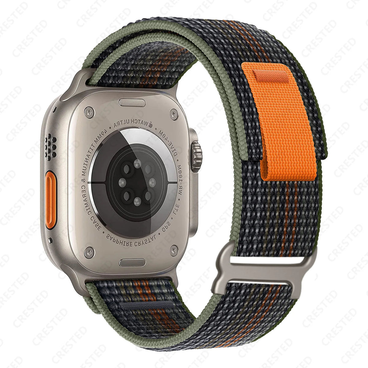Two-Tone Nylon Apple Watch Trail Loop with Pull Tab in Dark Multicolor / Olive