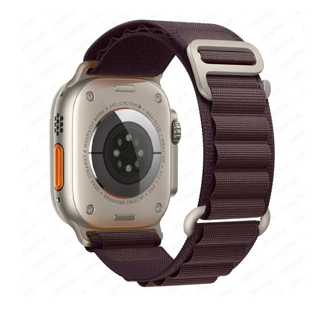 Alpine Style Nylon Apple Watch Loop with Metal Hook in Burgundy