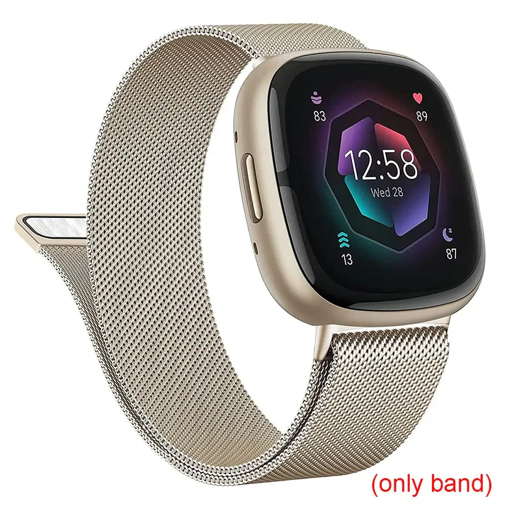 Fitbit Versa 3/4 & Sense 1/2 Magnetic Mesh Band - Champagne Gold