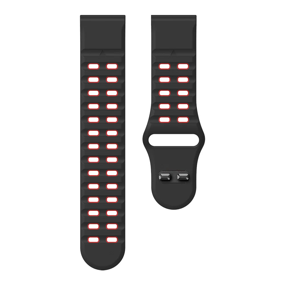 Black / Red Garmin QuickFit 22/26mm Perforated Silicone Band with Tuck Closure