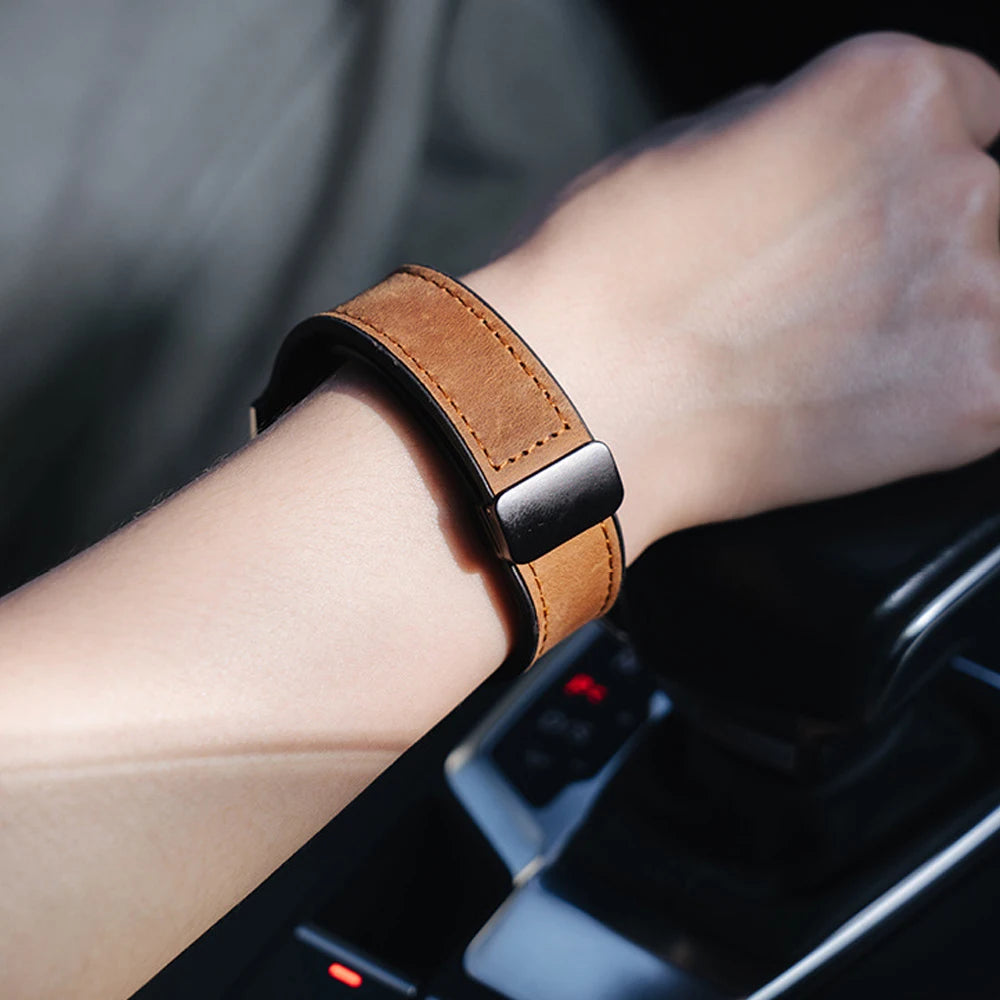 Google Pixel Watch 5, 4 and 3 Leather and Silicone Band, Magnetic Clasp — product detail