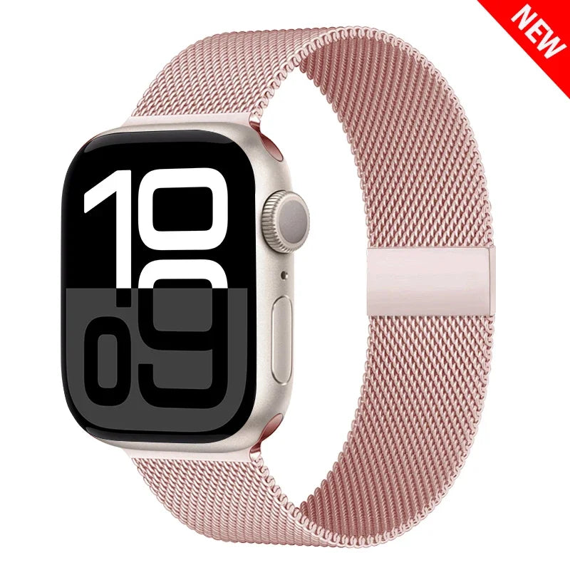 Colorful Milanese Mesh Apple Watch Band in Soft Pink