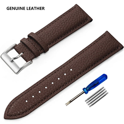 Garmin Grained Leather Band in Dark Brown with Silver Buckle