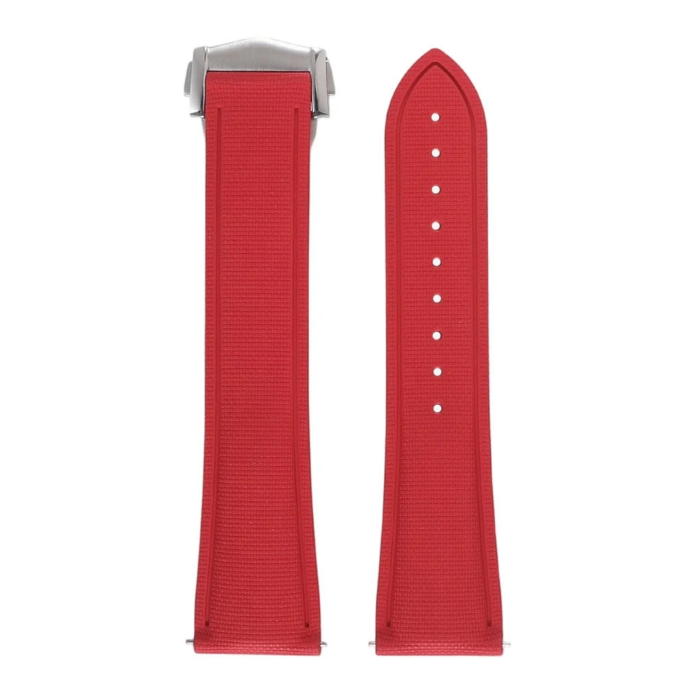 Garmin Sailcloth-Texture FKM Rubber Band in Red with Silver Clasp