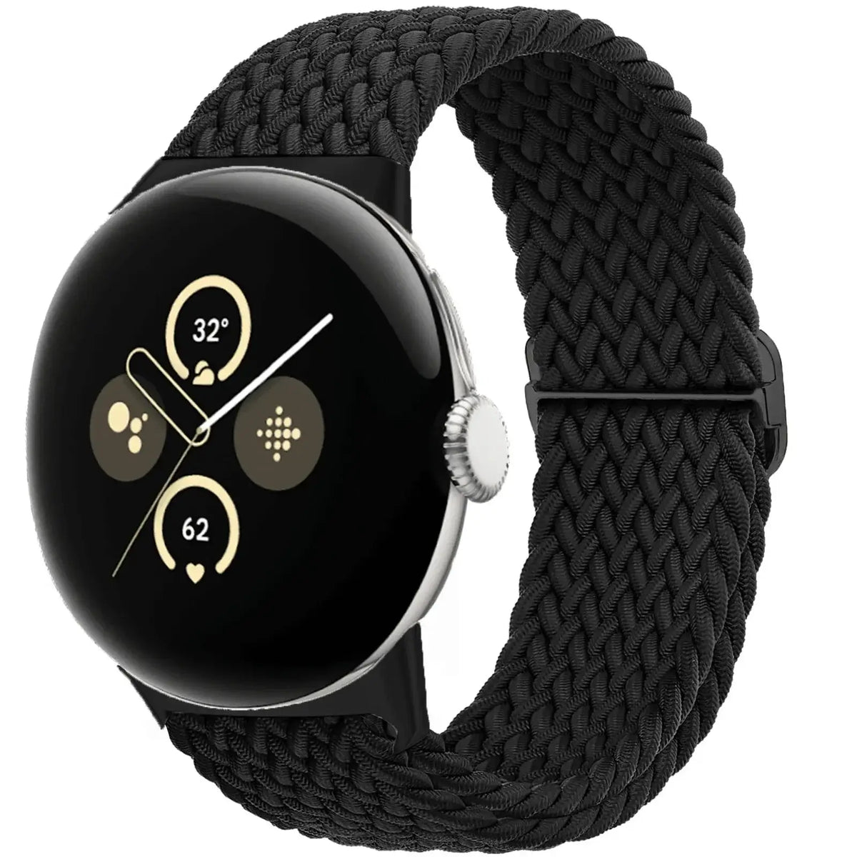Braided Nylon Google Pixel Watch Loop with Slider in Black