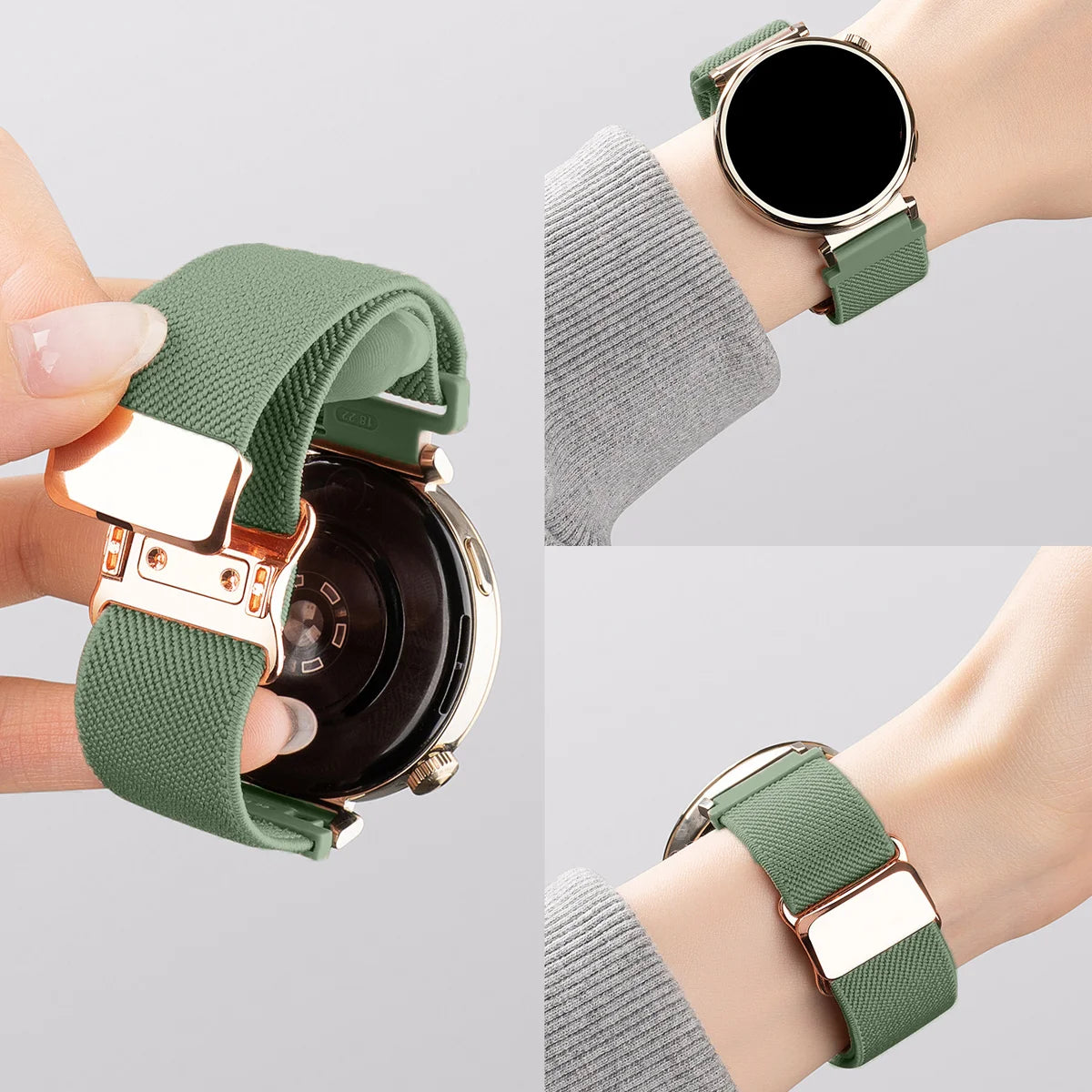 Pine Green Garmin 18/20/22mm Quick Release Woven Nylon Magnetic Band