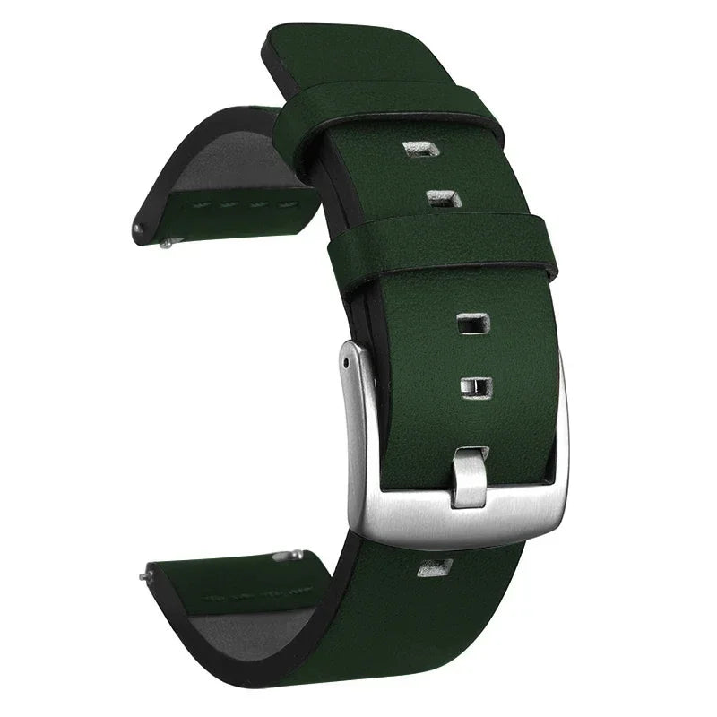 Motorola Moto Leather Band with Square Adjustment Holes — Green / Silver Buckle