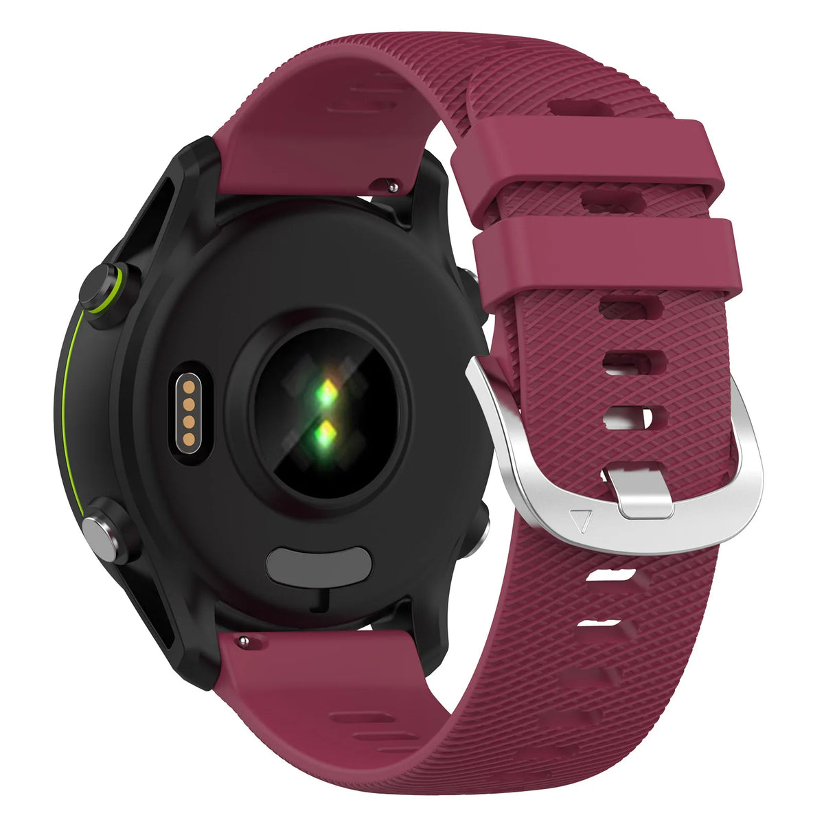 OnePlus Smartwatch Silicone Watch Band - Flexible & Durable Strap in burgundy attached to a smartwatch.