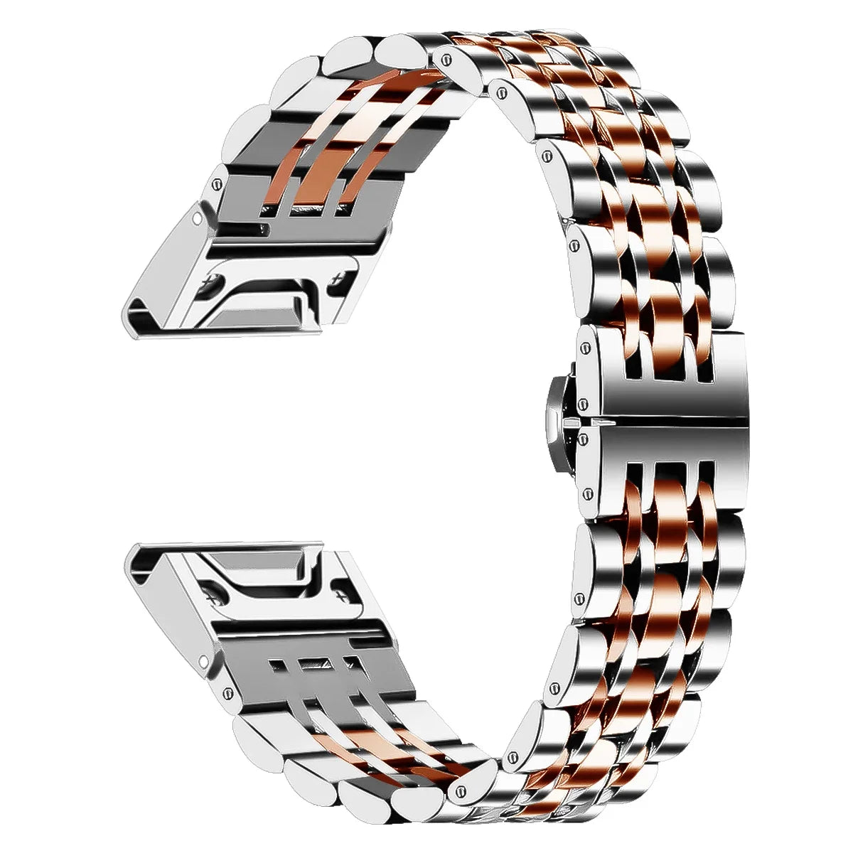 Garmin QuickFit Stainless Steel Multi-Link Band in Silver / Rose Gold
