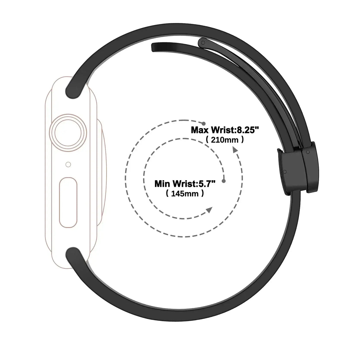 Wrist size diagram for magnetic leather Apple Watch band