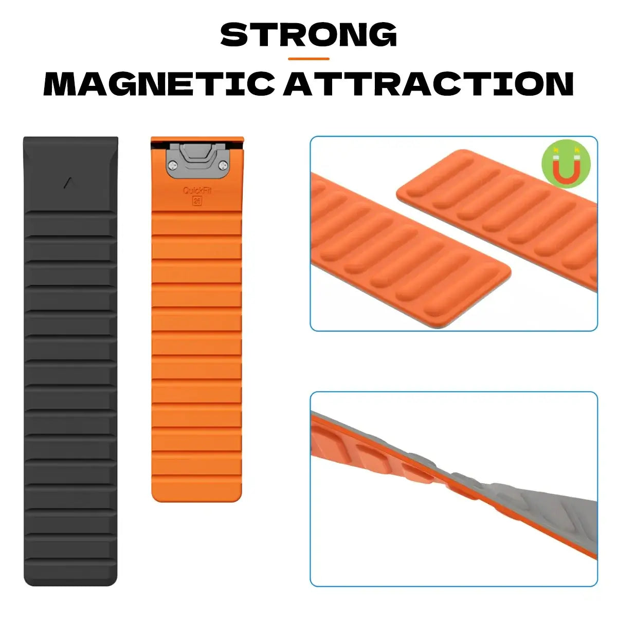 Garmin QuickFit Magnetic Silicone Wrap Band ribbed silicone and magnetic wrap detail