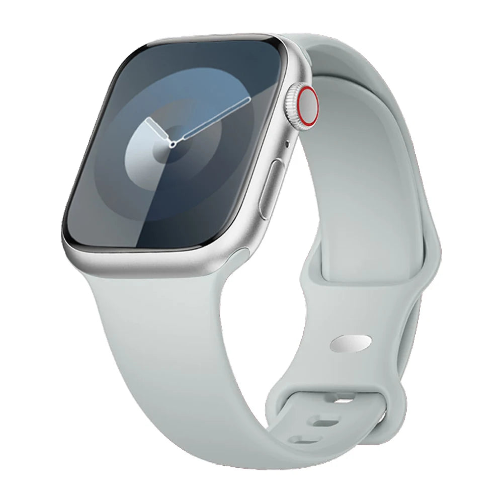 Smooth Silicone Apple Watch Sport Band with Pin Closure in Light Gray