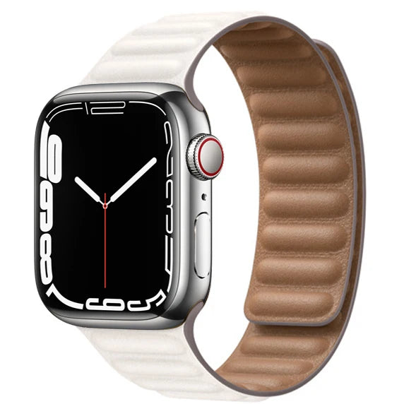 Magnetic Apple Watch Link Band - Leather & Silicone in Leather / Chalk White