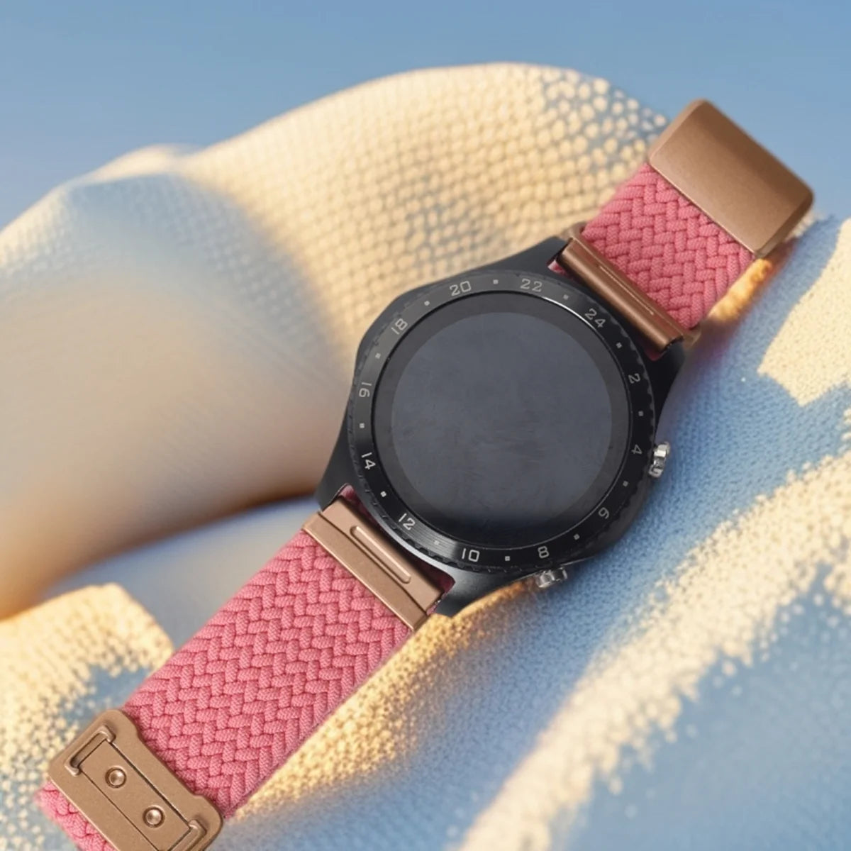 Pink Garmin 18/20/22mm Quick Release Braided Nylon Magnetic Band