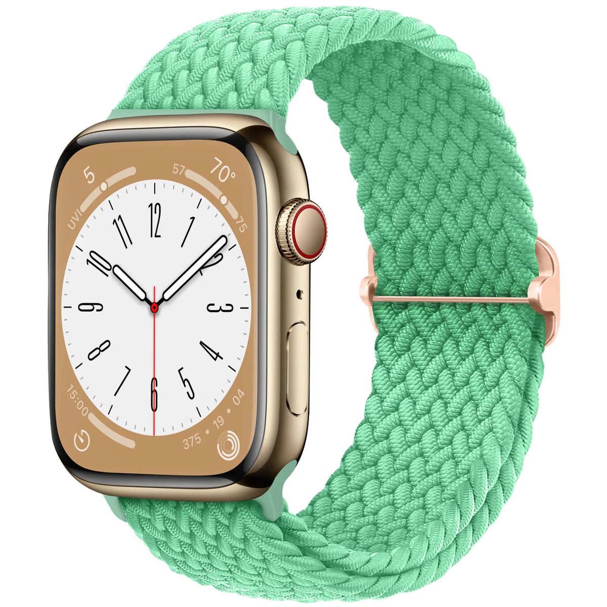 Stretch Braided Nylon Apple Watch Loop with Slider in Mint Green