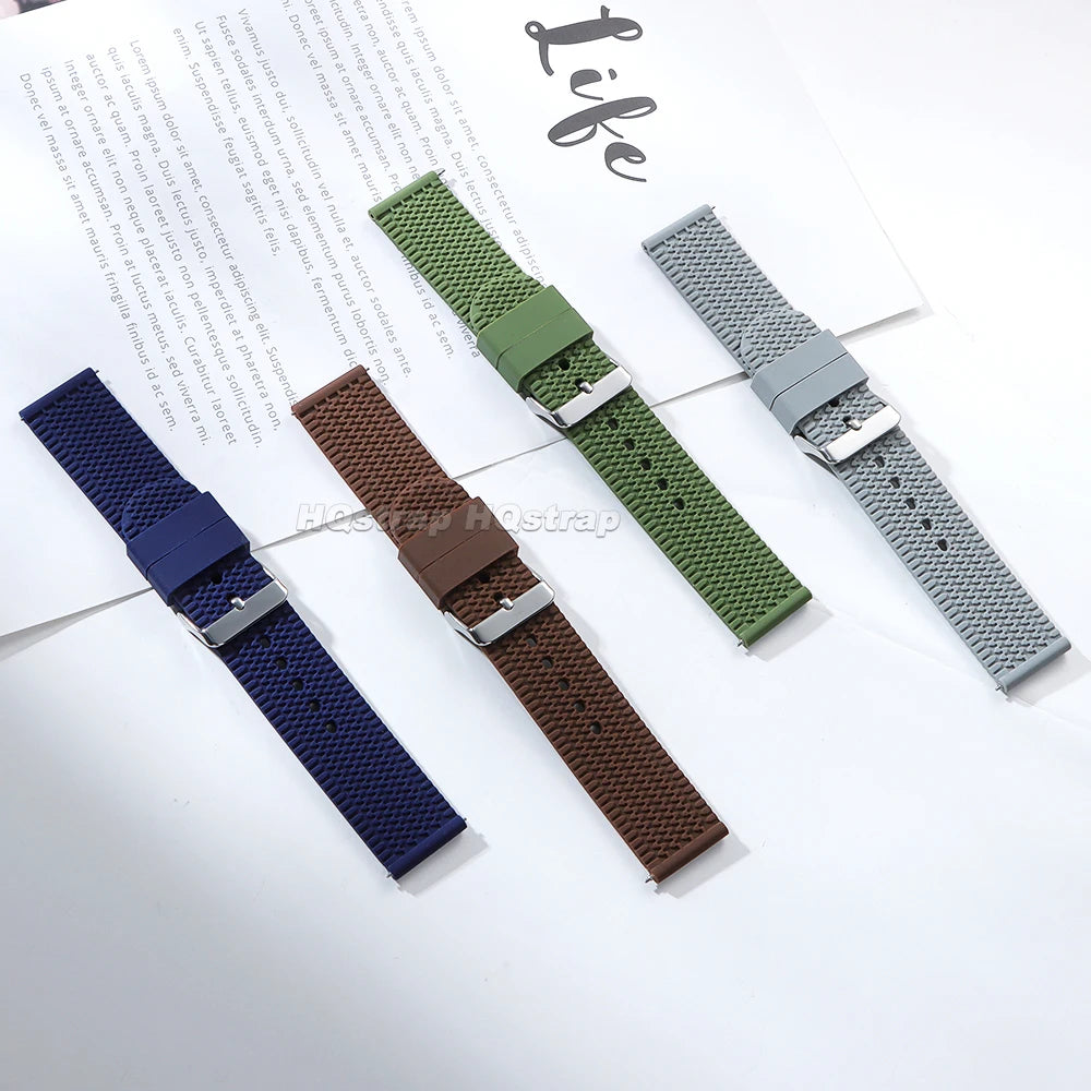 Garmin Tread Pattern Silicone Band in navy, brown, green and gray