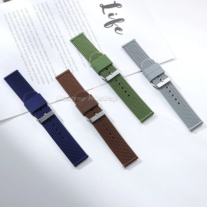 Garmin Tread Pattern Silicone Band in navy, brown, green and gray