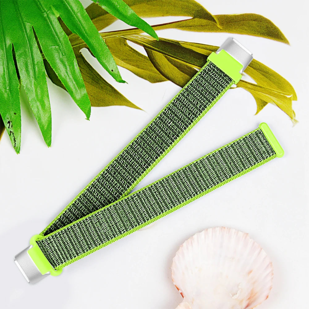 Fitbit Luxe Nylon Hook-and-Loop Sport Band - Gray / Lime