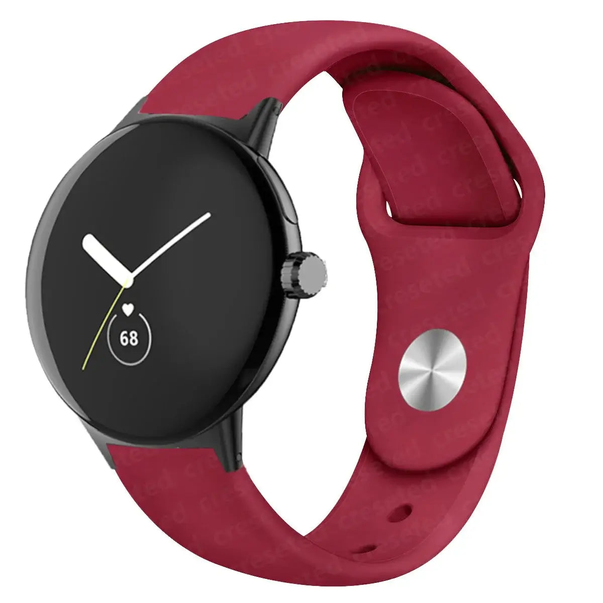 Round Stud Silicone Google Pixel Watch Band in Deep Rose