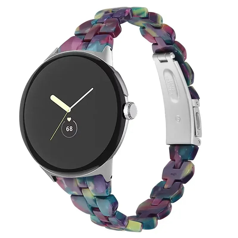 Resin Link Google Pixel Watch Bracelet in Multicolor Marble