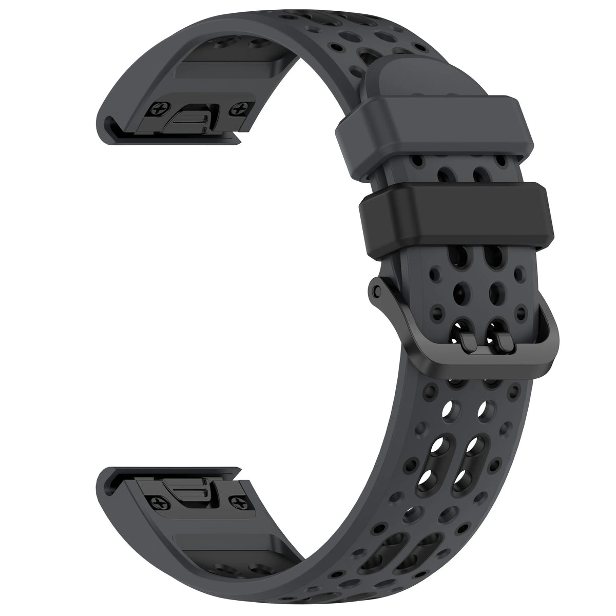 Dark Gray / Black Garmin QuickFit 22/26mm Flexible Two-Tone Vented Silicone Band
