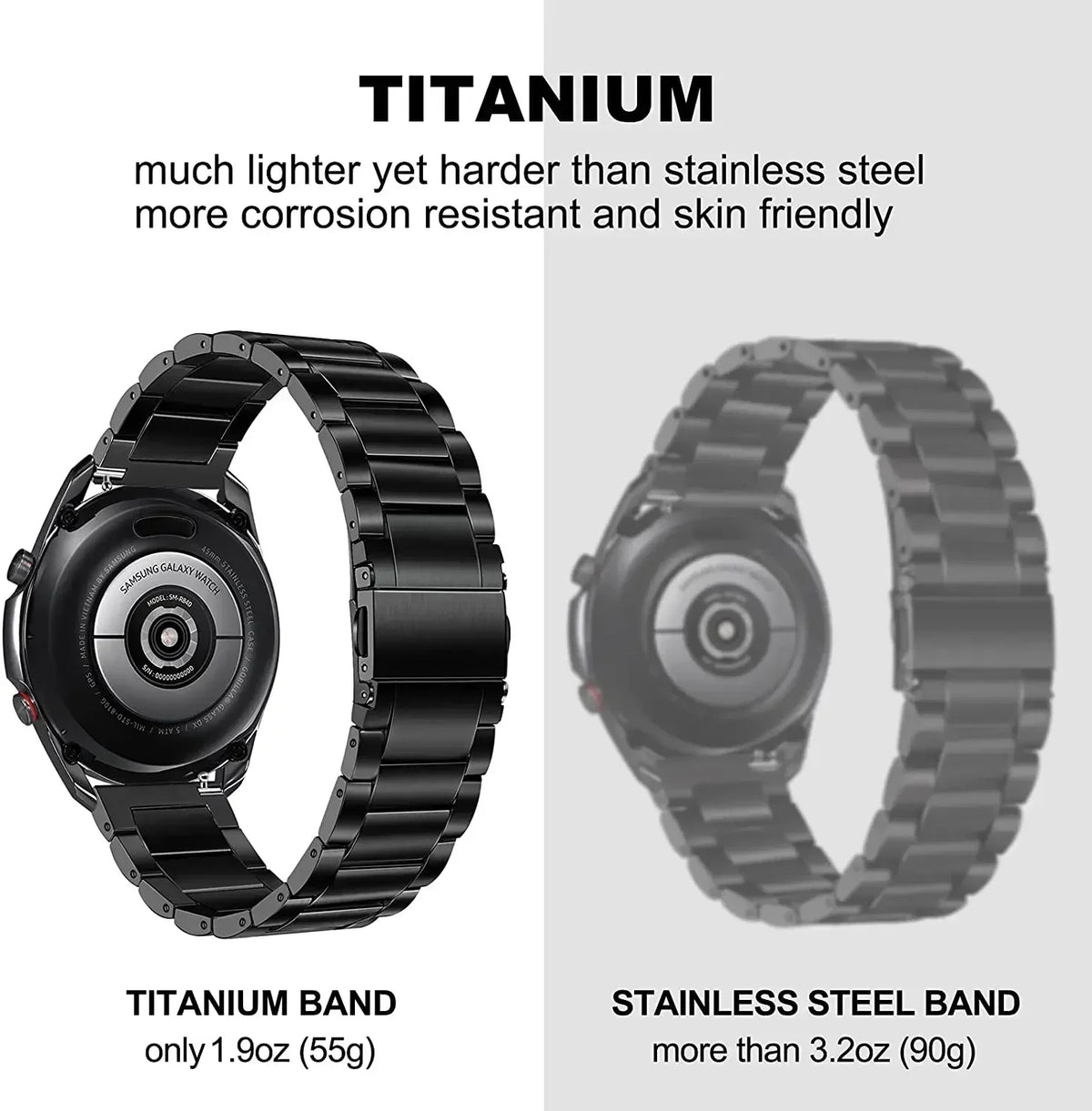 Garmin Titanium Link Bracelet — weight compared with stainless steel