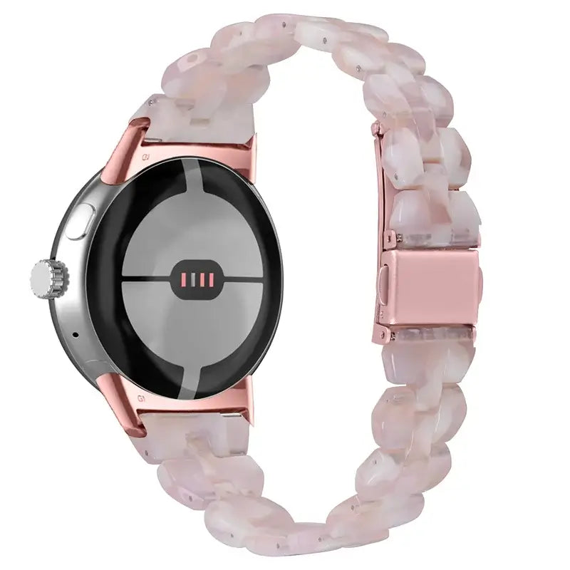 Back view of pink marble resin Pixel Watch bracelet