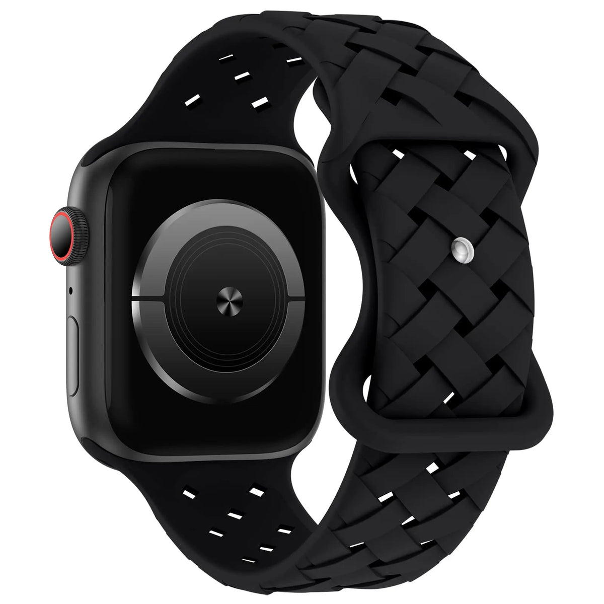 Basket Weave Silicone Apple Watch Band in Black
