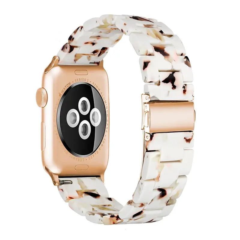 Cream patterned resin Apple Watch band rear view