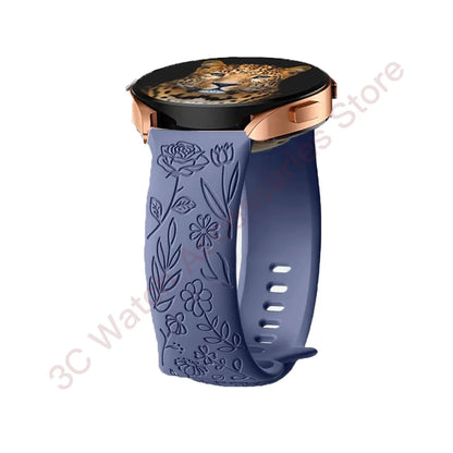 Garmin Rose Engraved Silicone Band in Slate Blue