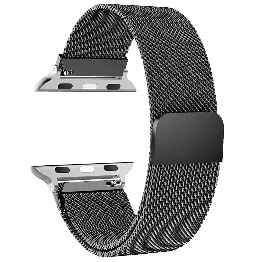 Charcoal stainless steel mesh Apple Watch band with magnetic closure