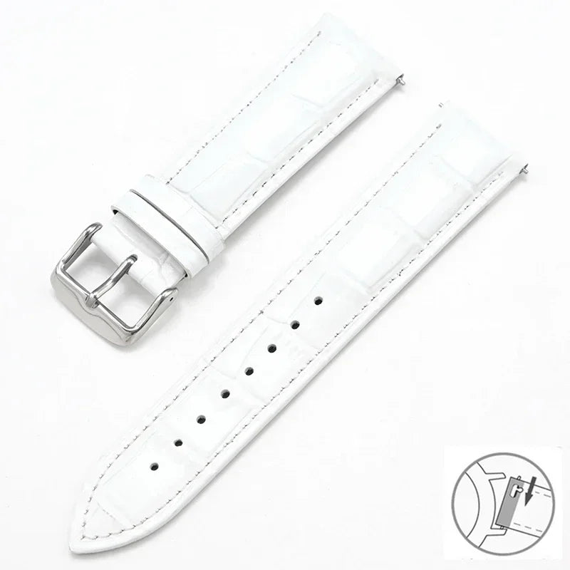 Garmin Croc-Embossed Leather Band in White with Silver Buckle