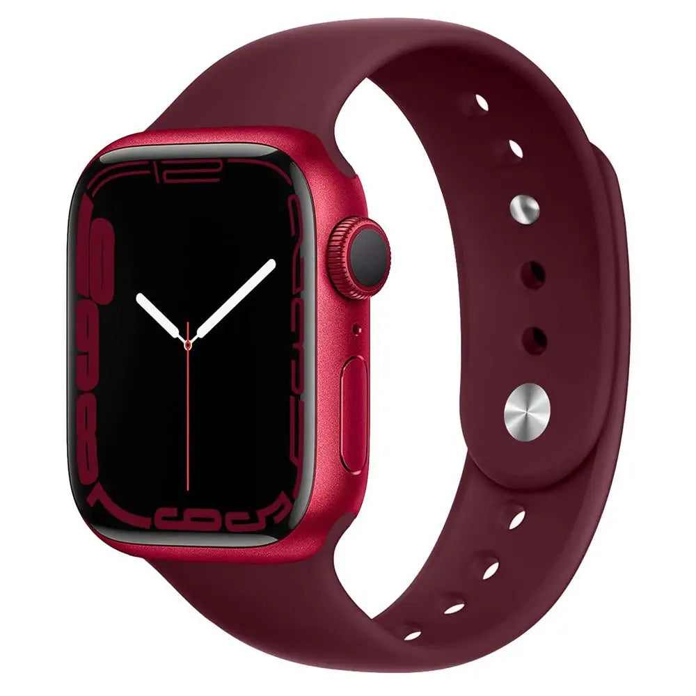 Double-Pin Silicone Apple Watch Sport Band in Burgundy