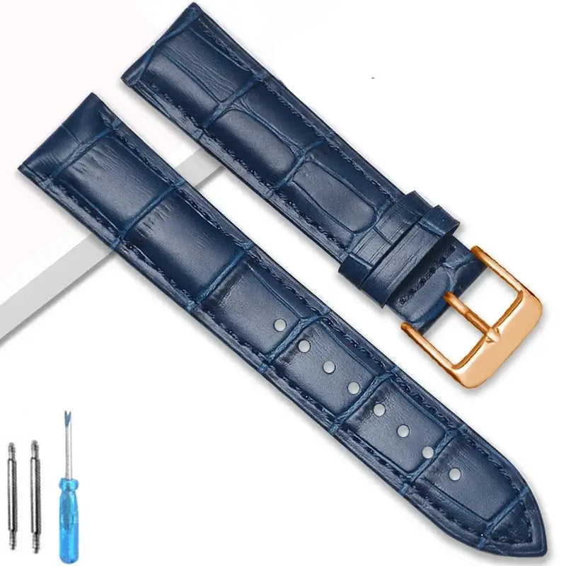 Suunto Crocodile-Embossed Leather Buckle Band – Navy Blue / Rose Gold Buckle