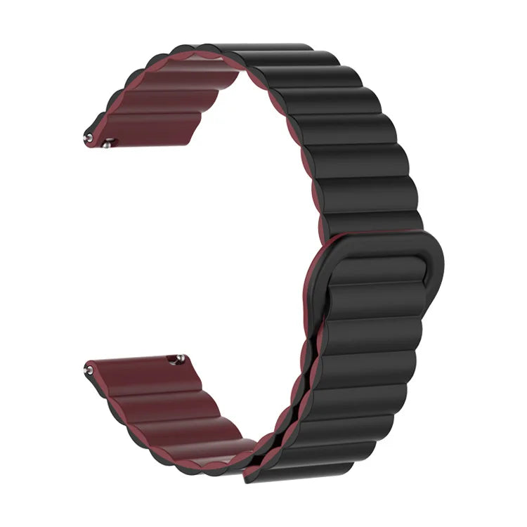 Polar Ribbed Magnetic Silicone Loop Band – Black / Wine Red