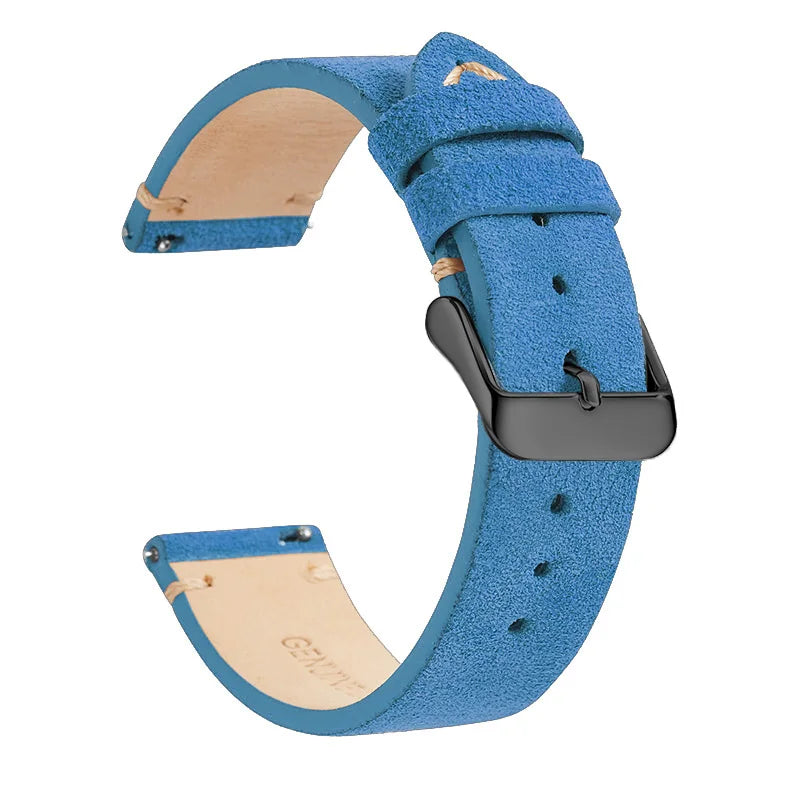 OnePlus Leather Quick Release Watch Band Strap for Smartwatch in blue with black buckle, perfect for OnePlus watches.