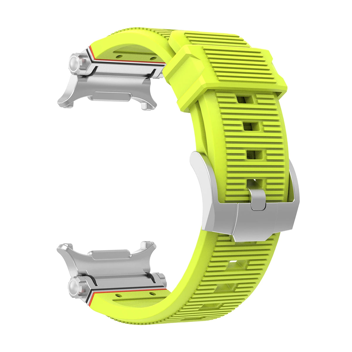 Samsung Galaxy Ultra/Ultra2 Silicone Sport Watch Band - Acrylic Case in vibrant yellow color.
