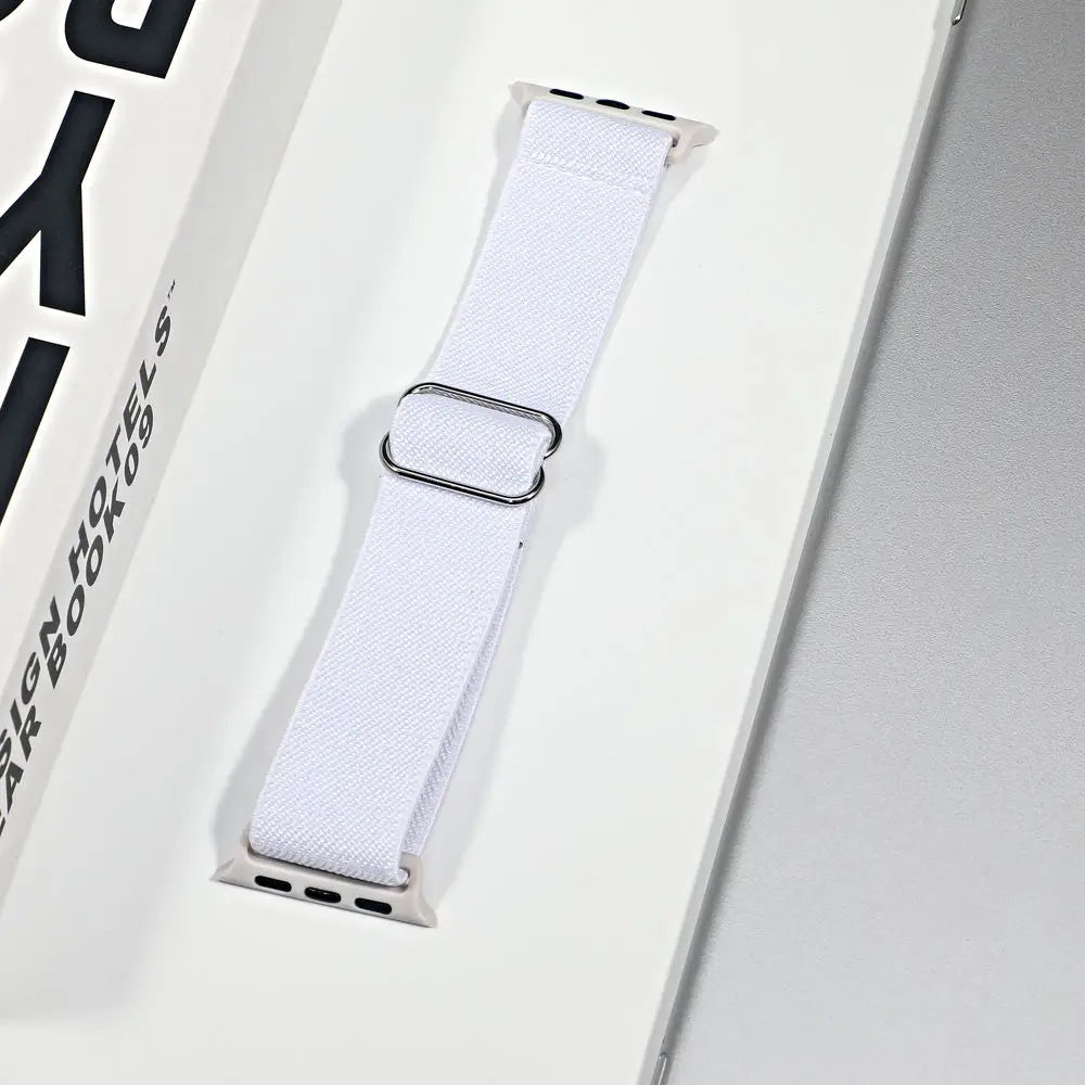 Stretch Nylon Apple Watch Loop - Solid & Patterned in White