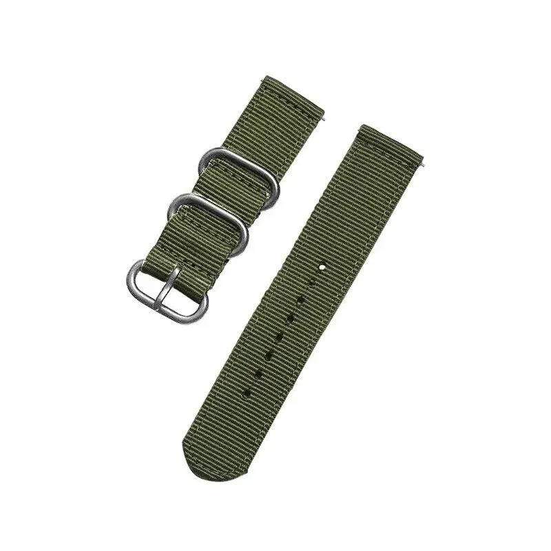 OnePlus Watch Bands Nylon Fabric Sport Strap Replacement Wristband in olive green color, designed for comfort and adaptability.