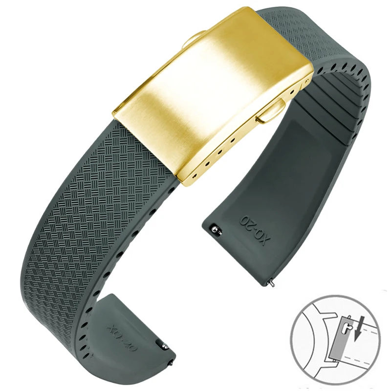 Garmin FKM Rubber Band in Gray with Gold Clasp