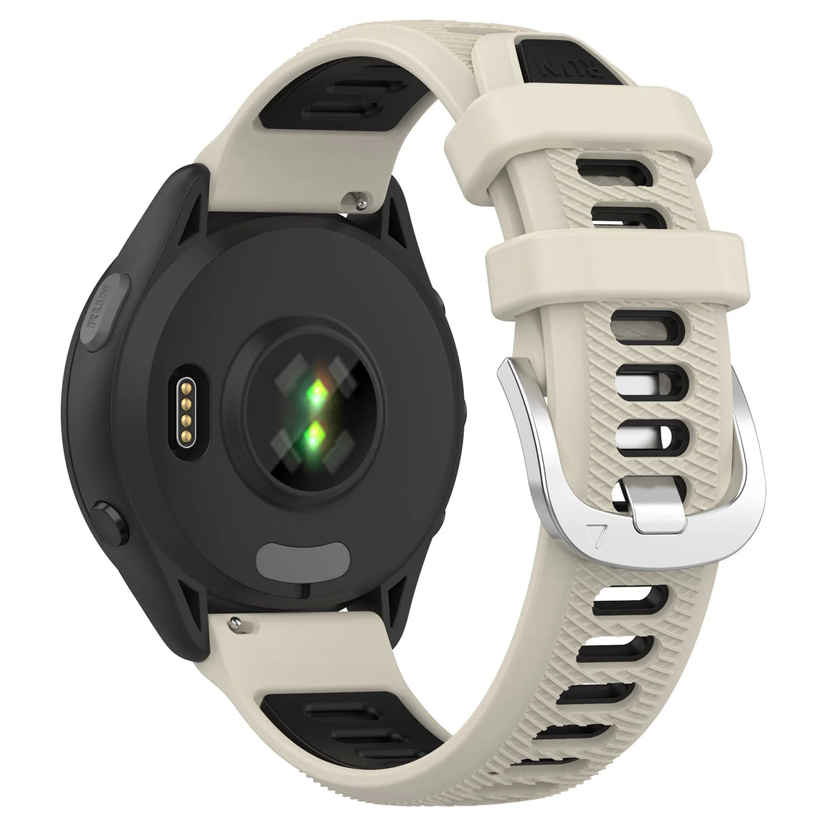 COROS Two-Tone Silicone Band with Silver Buckle – Beige / Black