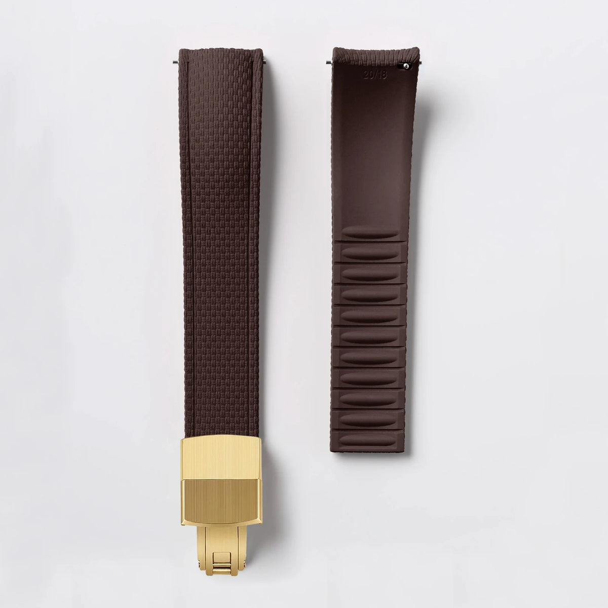 Garmin Curved-End FKM Rubber Band in Brown with Gold Clasp