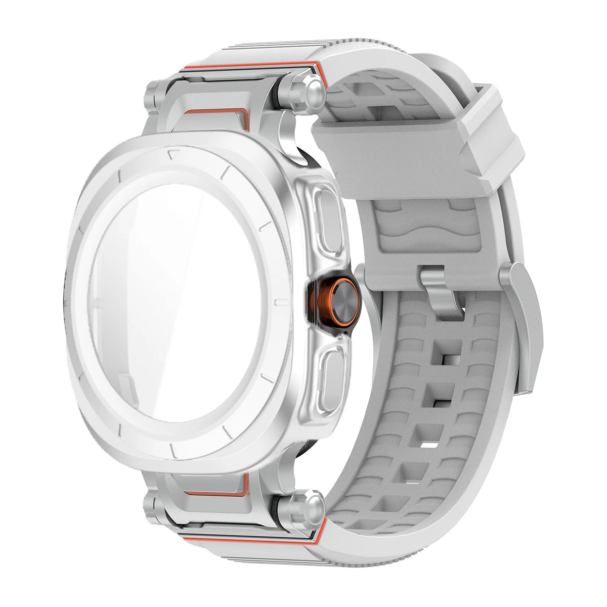 Samsung Galaxy Ultra/Ultra2 Silicone Sport Watch Band - Acrylic Case in Light Gray with rugged design for Ultra and Ultra2 models.