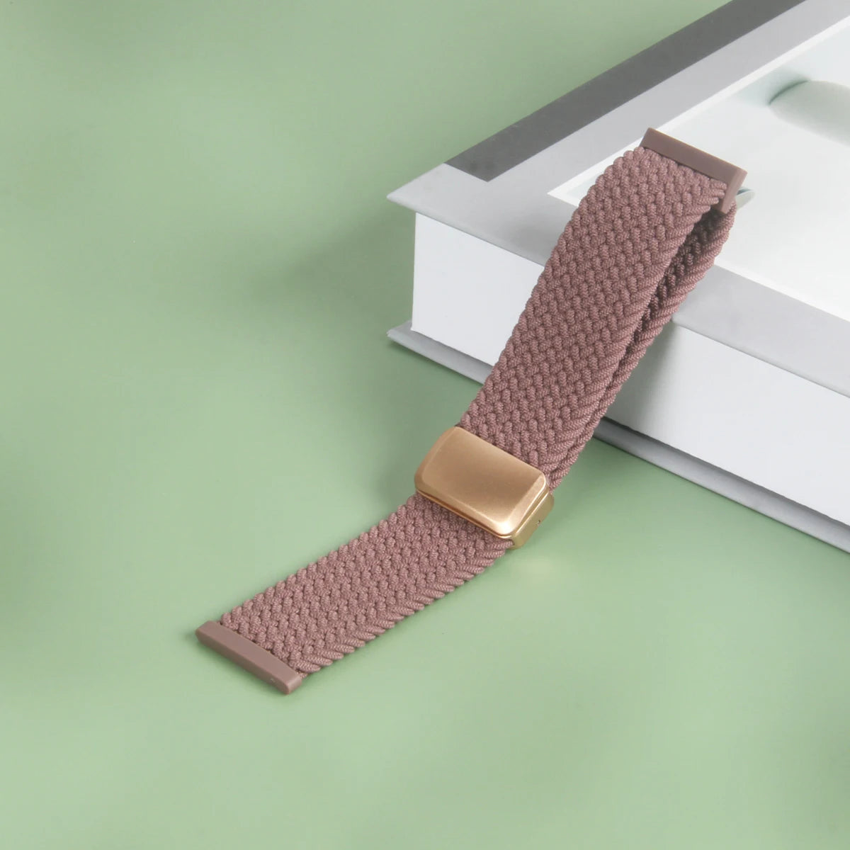 Dusty Mauve Fitbit Versa 4, 3, 2 and Sense 2 Braided Nylon Band, Magnetic Clasp
