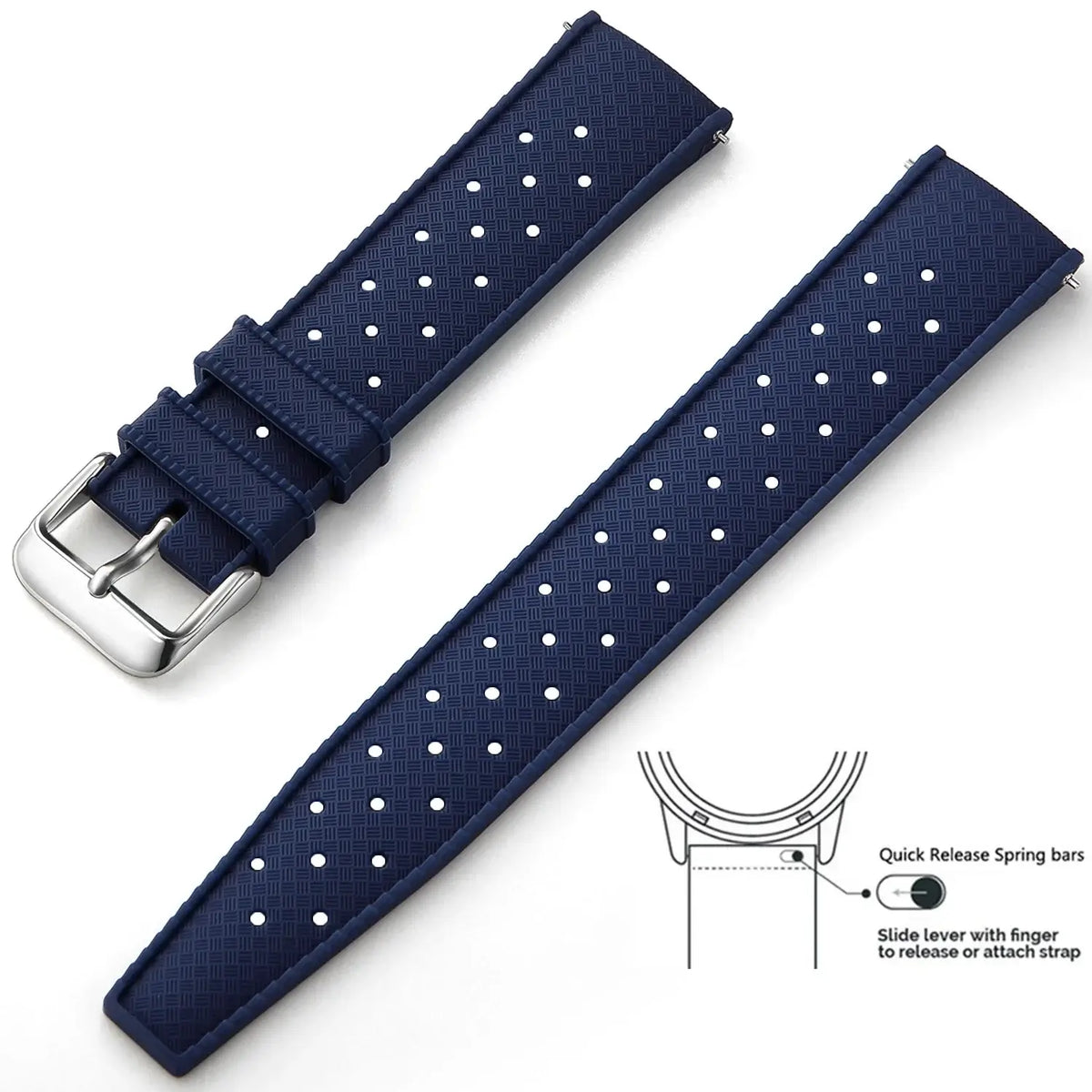 Tropic Silicone Band for Amazfit – Navy Blue / Silver Buckle